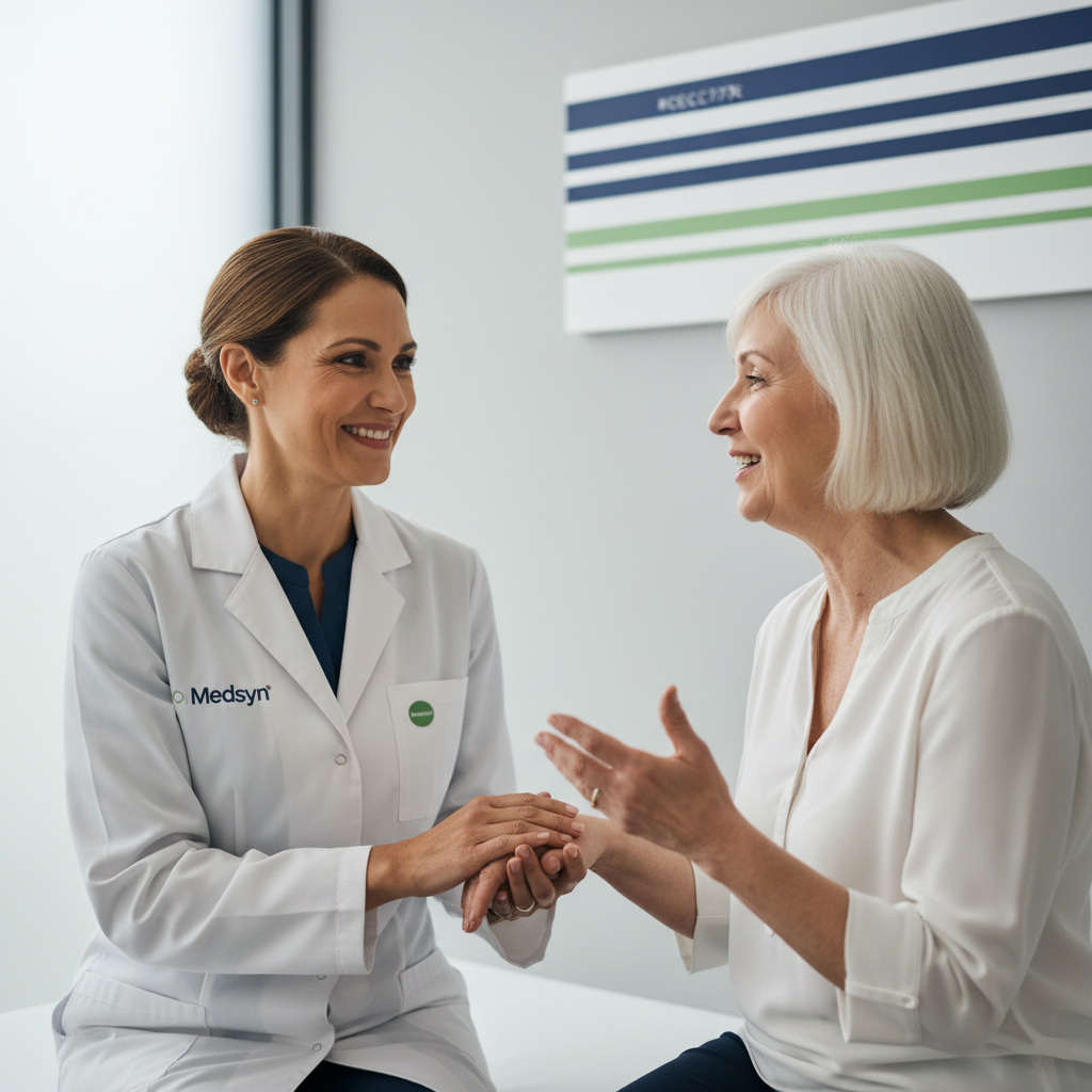 imagem de medica e senhora conversando